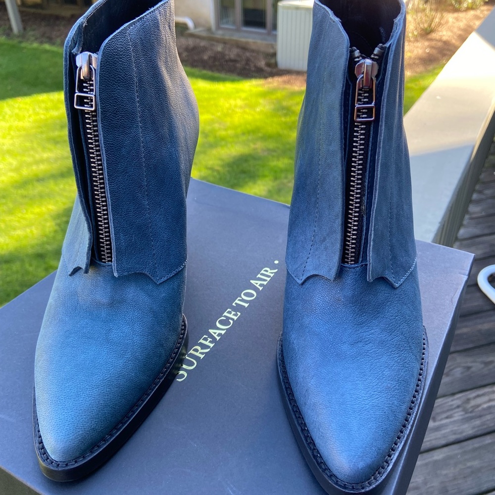 New in Box, Surface to Air Suede Bootie in “Denim”. Women’s 10M/41